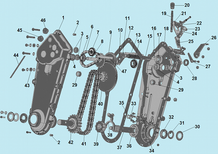 4 РЕДУКТОР - ШЕСТЕРНИ- ЦЕПЬ КУЛЬТИВАТОР CHAMPION BC8716