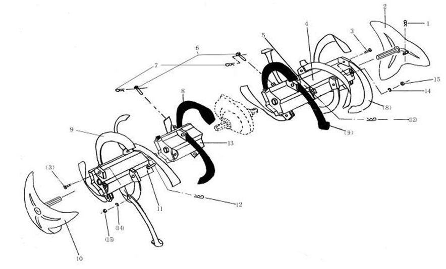 ЗАПЧАСТИ ДЛЯ КУЛЬТИВАТОРА БЕНЗИНОВОГО ELITECH КБ 65 (ШНЕК)