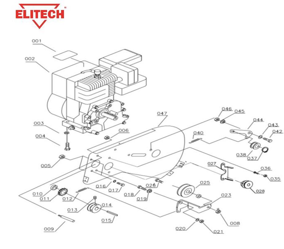 ЗАПЧАСТИ ДЛЯ КУЛЬТИВАТОРА БЕНЗИНОВОГО ELITECH КБ 71М (РЕДУКТОР)