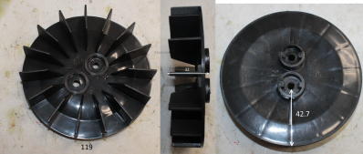 Крыльчатка вентилятора радиальная 120х6-2шпонки 2-посадки 15-лопастей