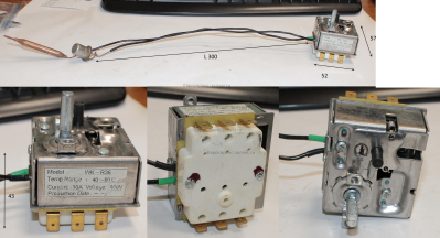 Термостат регулировочный поворотный WK-R36 16A, 400В 40-70°C