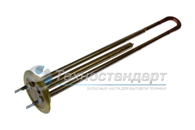 Тэн для водонагревателя, для Thermex, 1300W, медь, резьба под анод М4, L= 310 мм, фланец 64 мм, Thermowatt, Premium