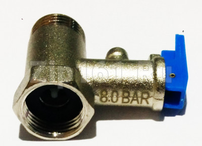 Клапан для водонагревателя предохранительный 1/2, с ручкой, 8 бар, 0.8 МПа, код 100508